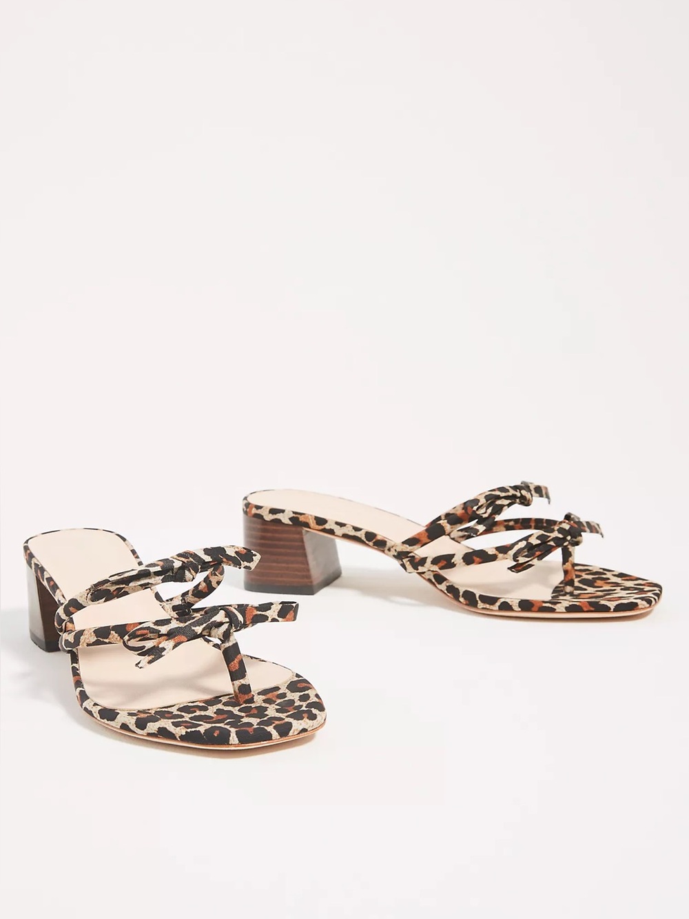Loeffler Randall Jean Heeled Sandals Leopard Print Bow Mule 9.5
